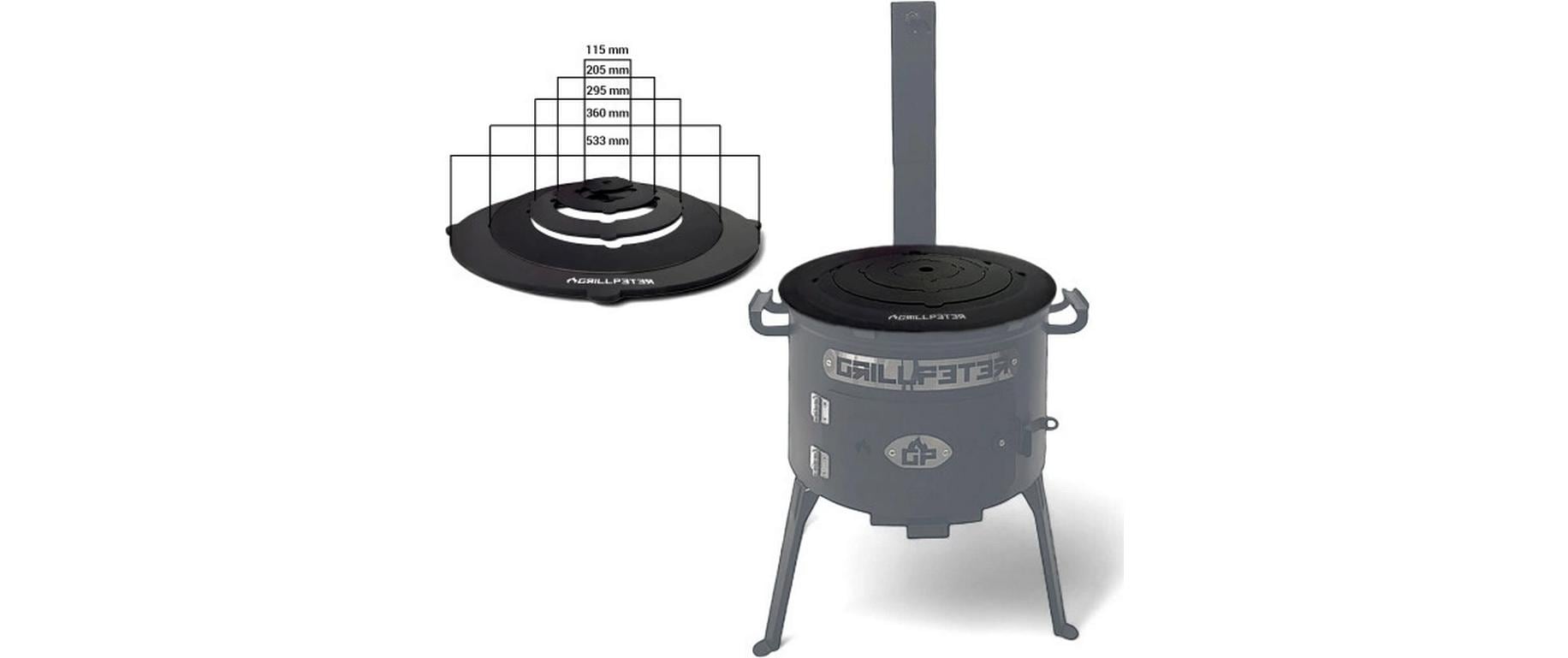 Utschak Grillplatte Ø50 cm aus Stahl – robuste Adapterplatte für draußen Grills & Feuerstellen GRILLPETER