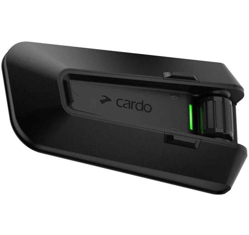 Cardo Packtalk Pro Mesh Motorrad-Freisprecheinrichtung, schwarzes Steuergerät mit grüner LED