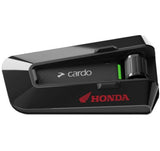 Schwarze Cardo Packtalk Edge Honda Freisprecheinrichtung mit Drehregler und Honda-Logo