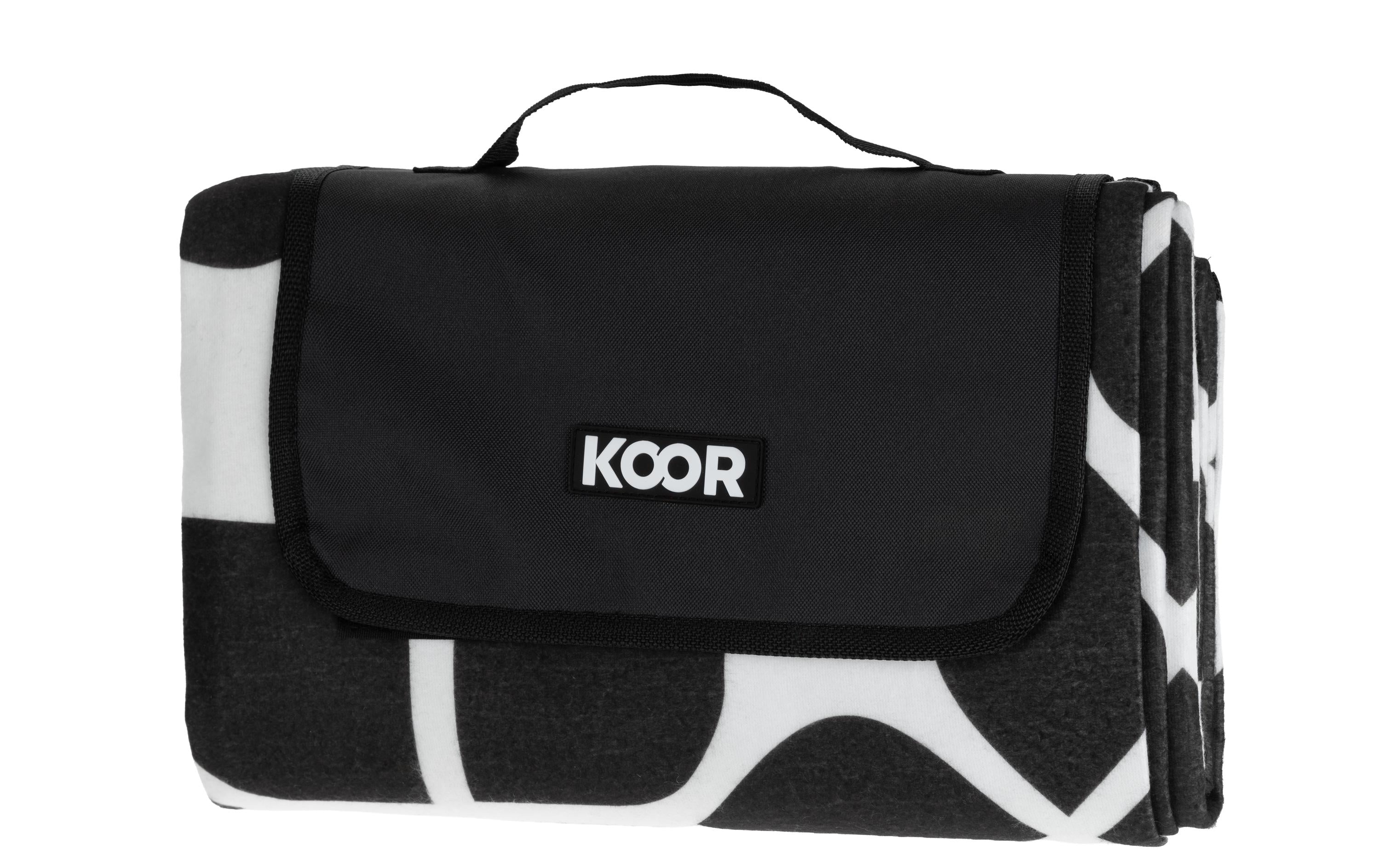 KOOR Picknickdecke Ornamental, Schwarz/Weiss 135 x 160 cm