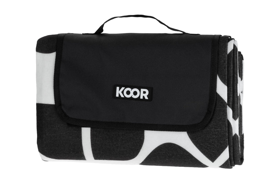 KOOR Picknickdecke Ornamental, Schwarz/Weiss 135 x 160 cm