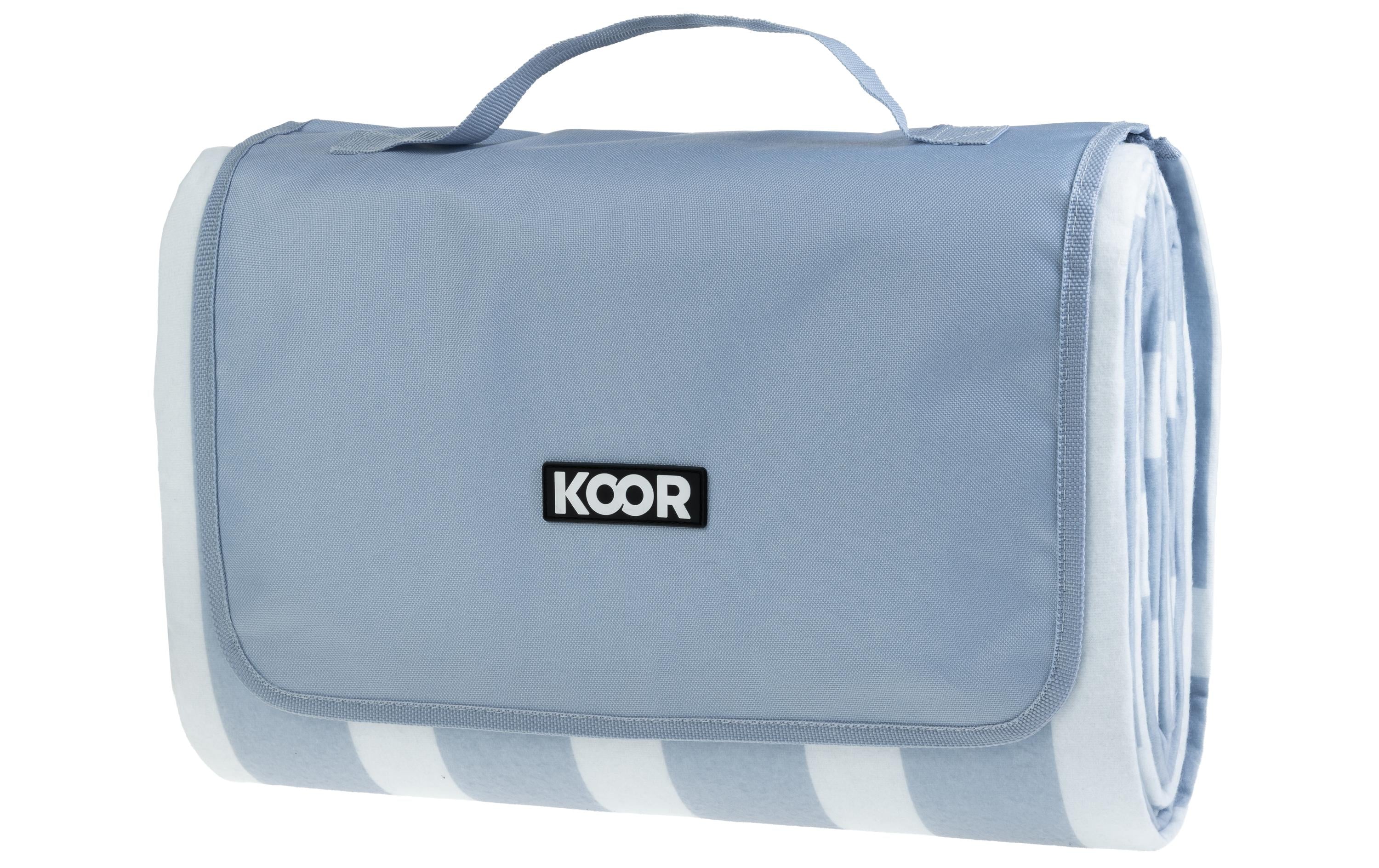 KOOR Picknickdecke Stripe check blau 200 x 200cm , 100% Polyester