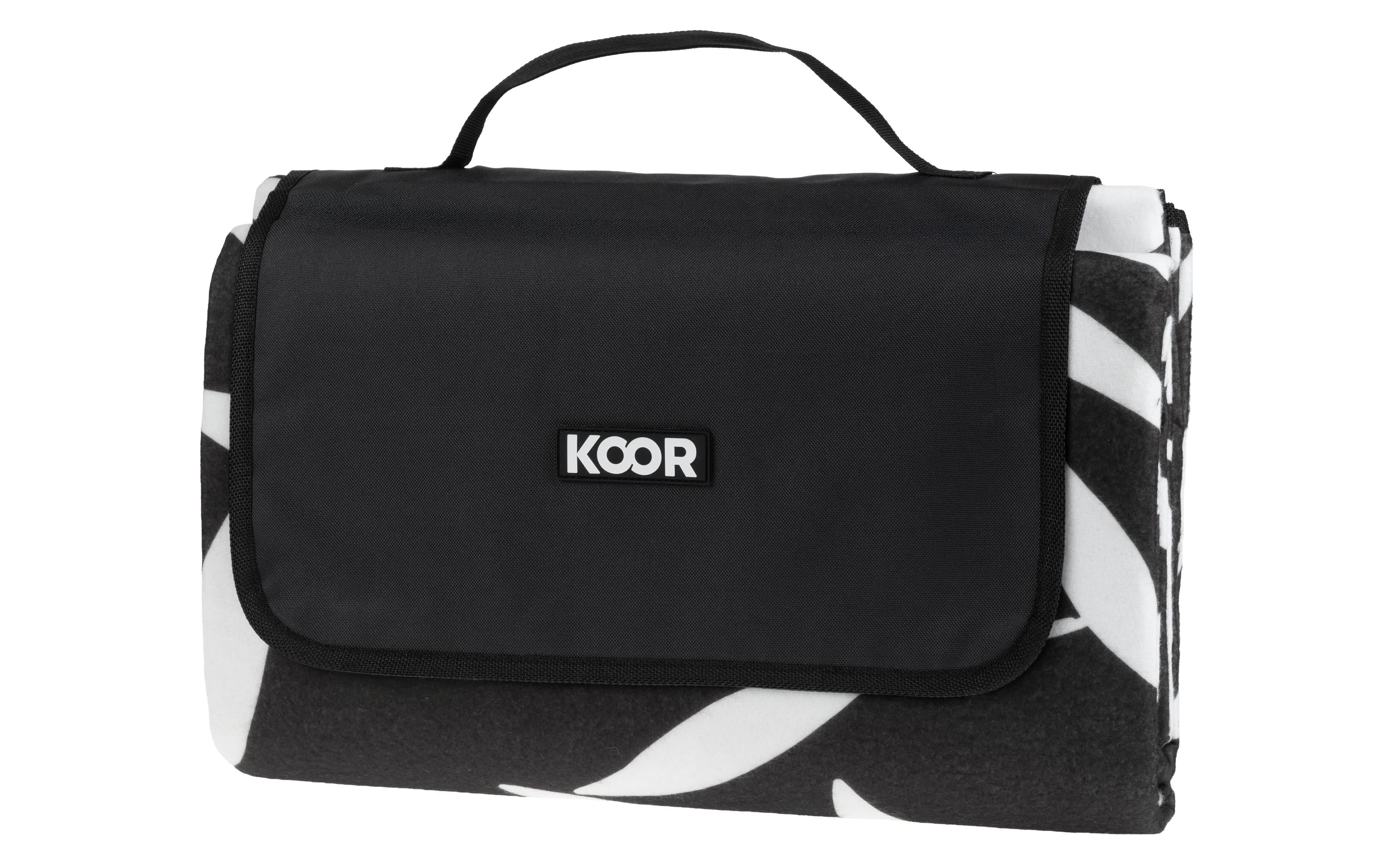 KOOR Picknickdecke Leaves schwarz 200 x 200cm , 100% Polyester