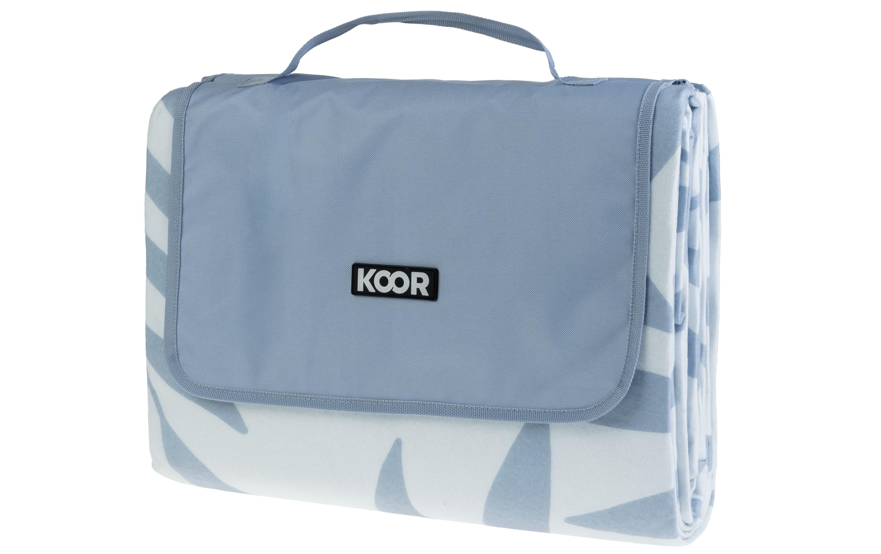 KOOR Picknickdecke Leaves blau 200 x 250cm , 100% Polyester