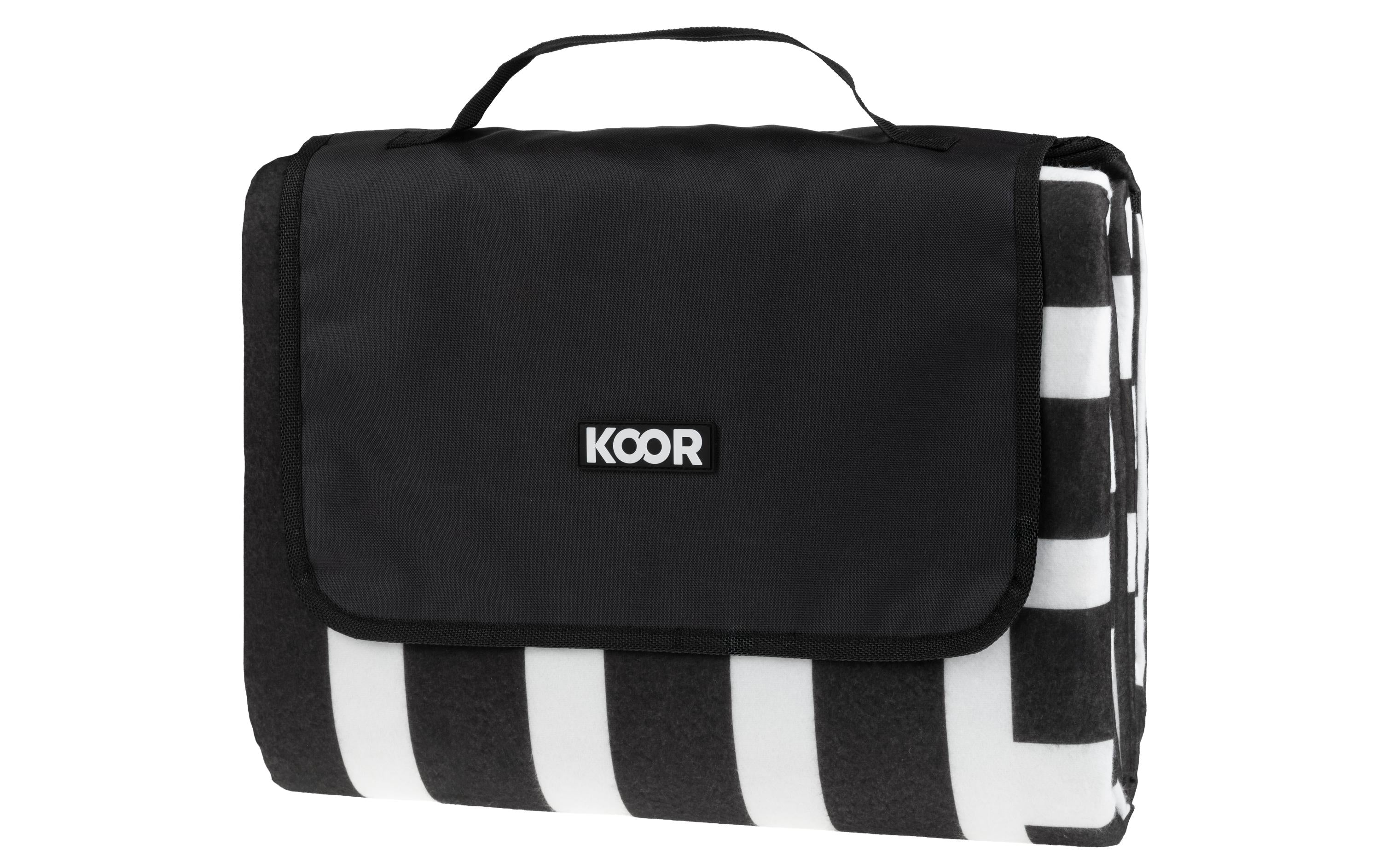 KOOR Picknickdecke Stripe check schwarz 200 x 250cm , 100% Polyester