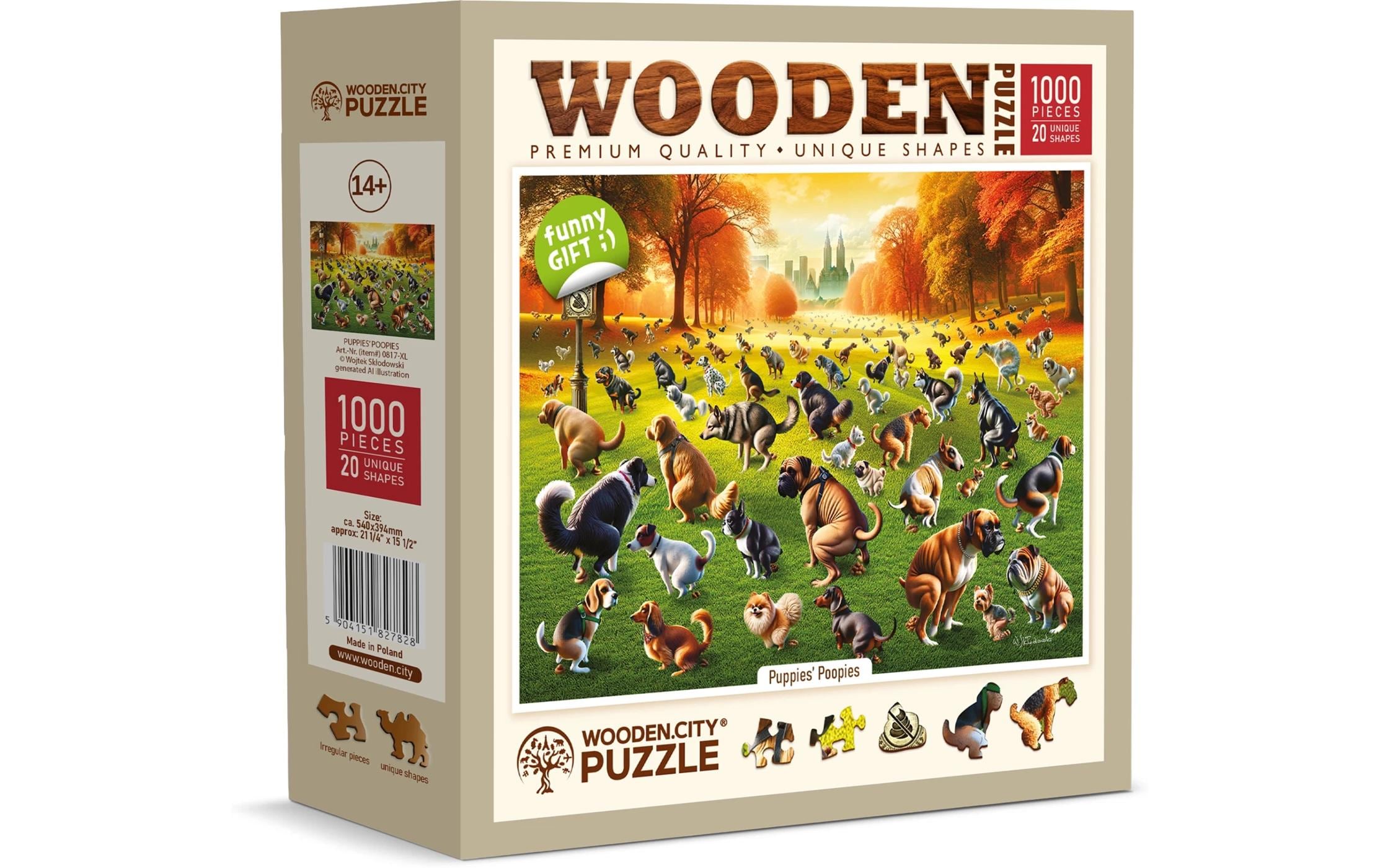 Wooden City Holz-Puzzle Puppies Poopies XL 1000 Teile