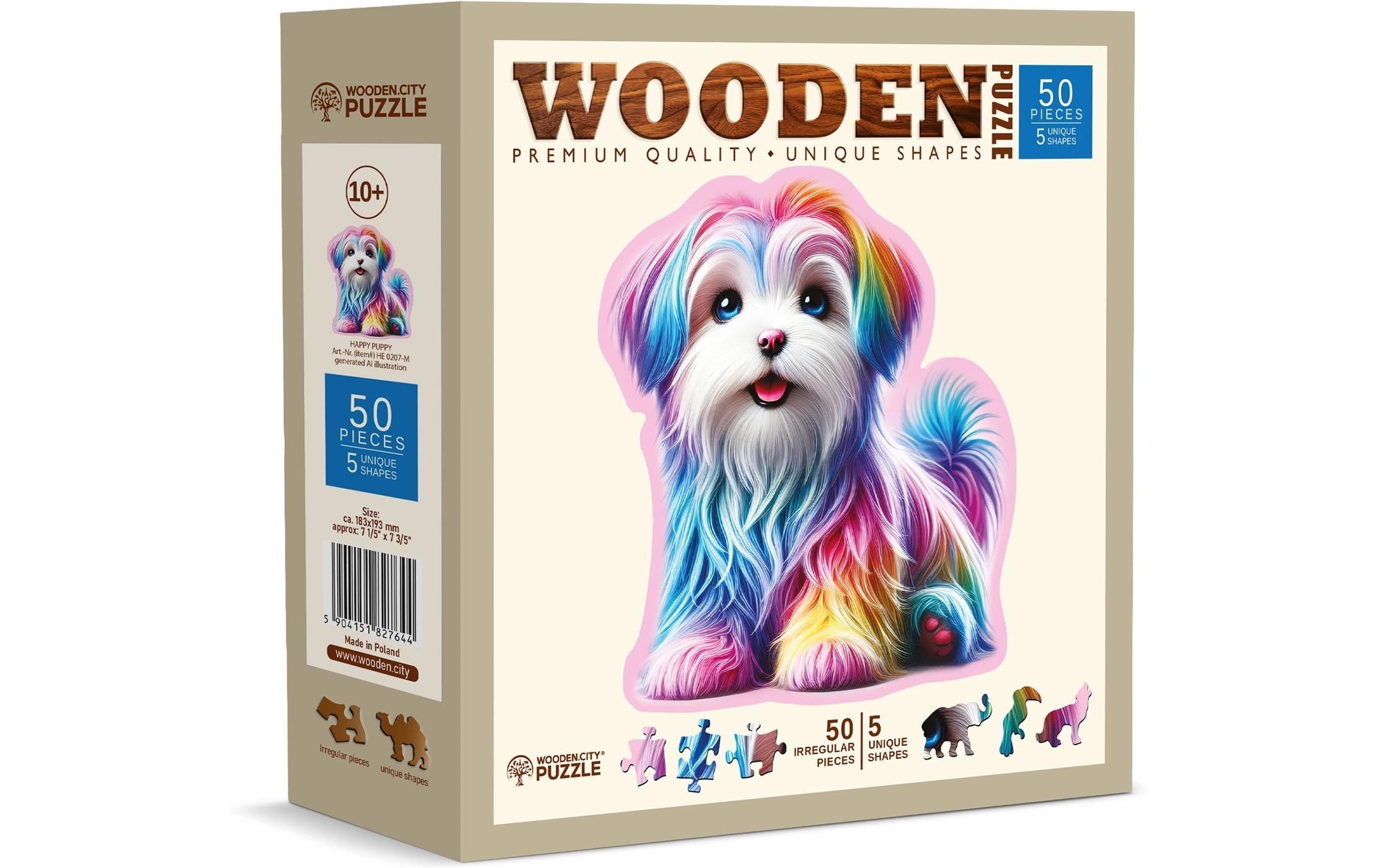 Wooden City Holz-Puzzle Happy Puppy M 50 Teile