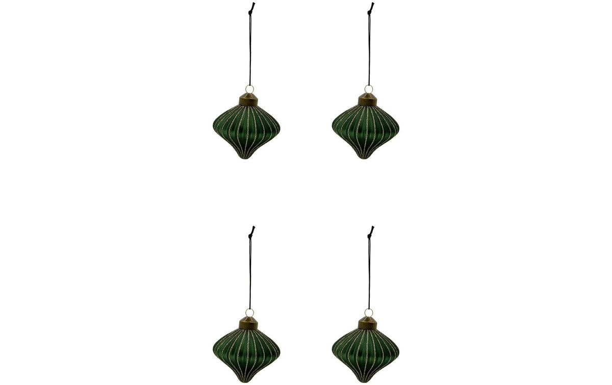Weihnachtskugel Spin 4er Set 8 cm Grün House Doctor