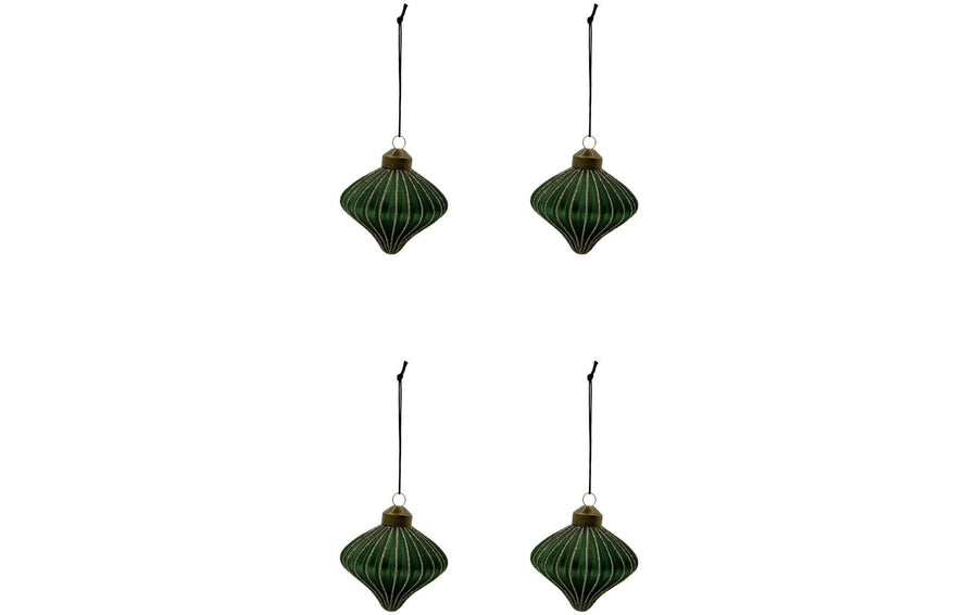 Weihnachtskugel Spin 4er Set 8 cm Grün House Doctor