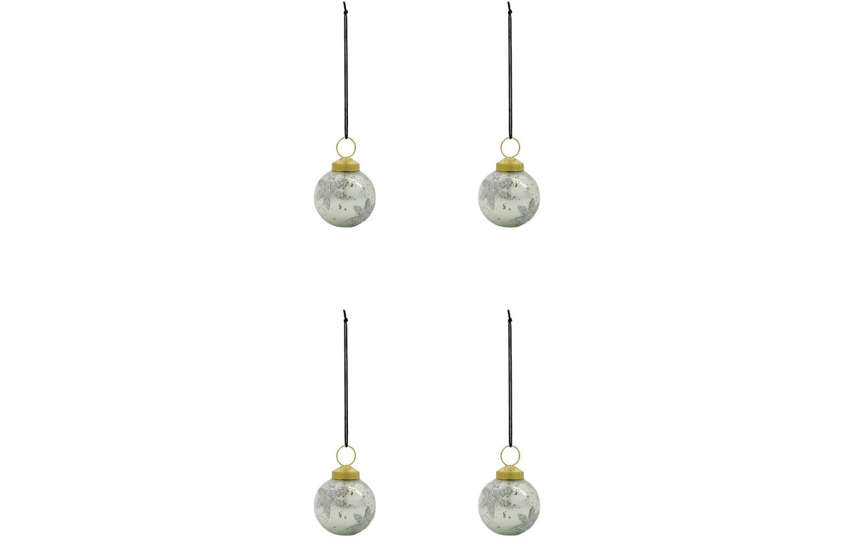Weihnachtskugel Fiore 4er Set, 6 cm, Glas