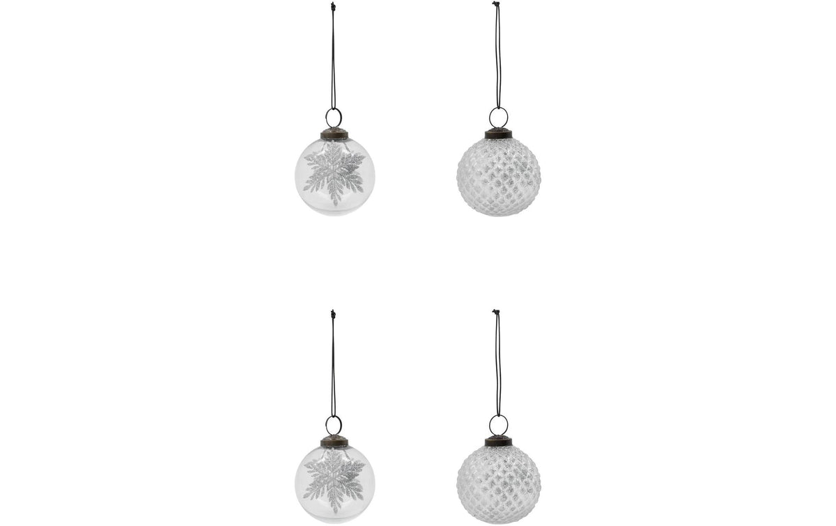Weihnachtskugel Snowi 4er Set, 7.5 cm, Haus Doctor