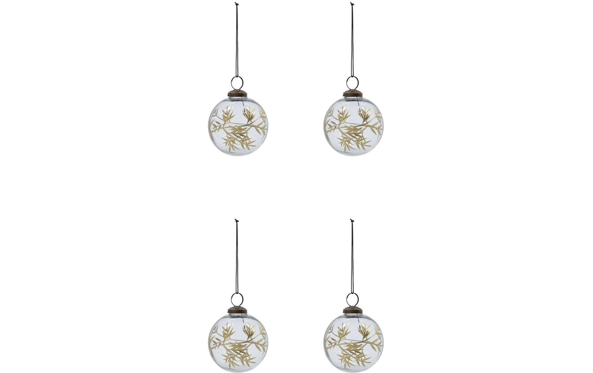 Weihnachtskugel Leaf 4er Set, 7.5 cm, House Doctor