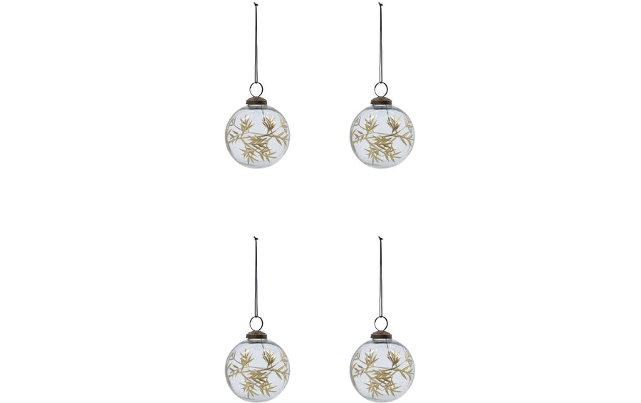 Weihnachtskugel Leaf 4er Set, 7.5 cm, House Doctor
