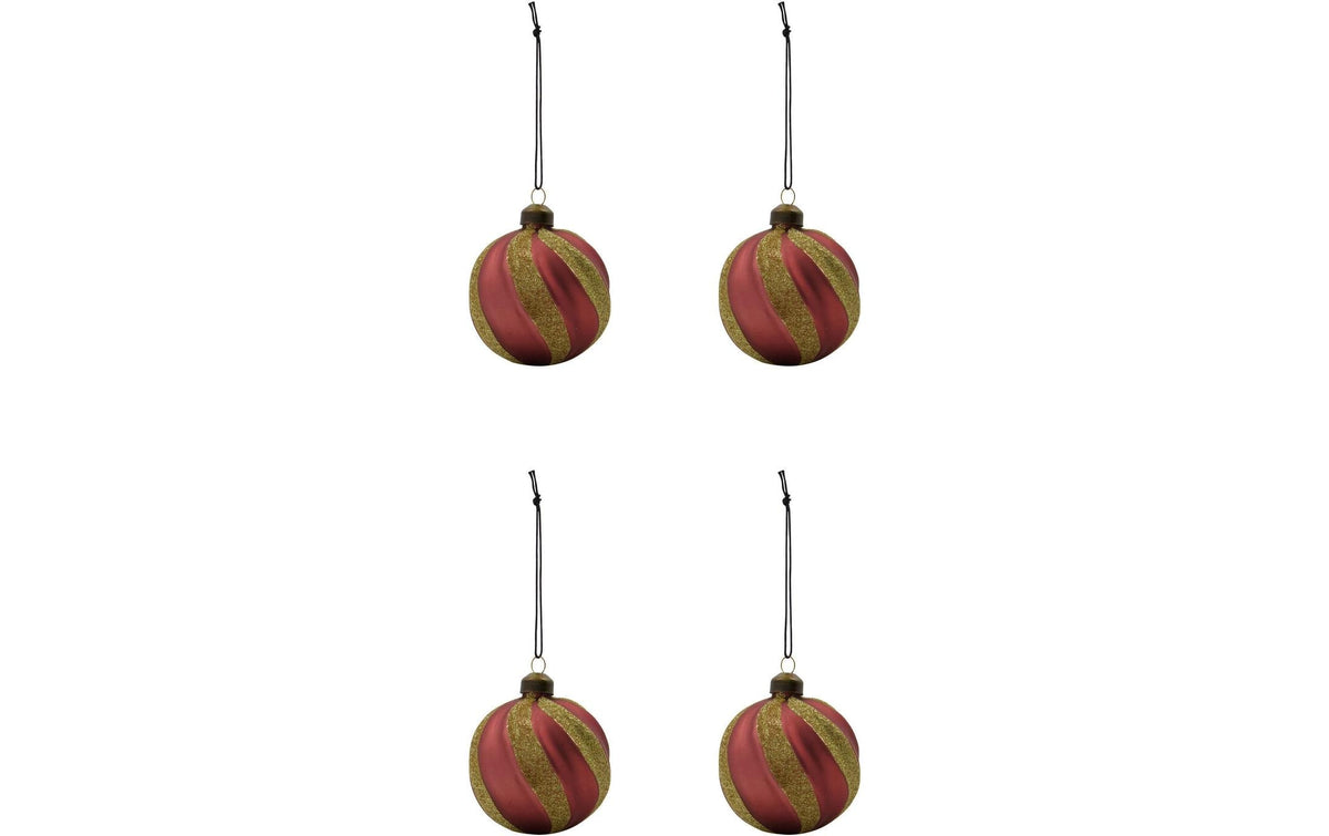 Weihnachtskugel Dusty Red 4er Set 8 cm House Doctor