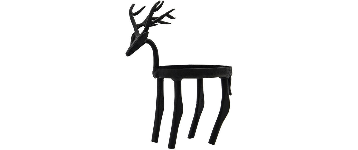 Weihnachtswindlichter Teelichthalter Hirsch Schwarz 14x8x18 cm