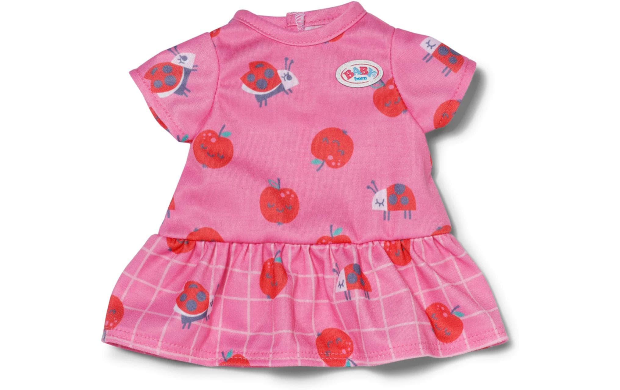 Baby Born Puppenkleidung Kleid mit Erdbeeren und Marienkäfern Pink