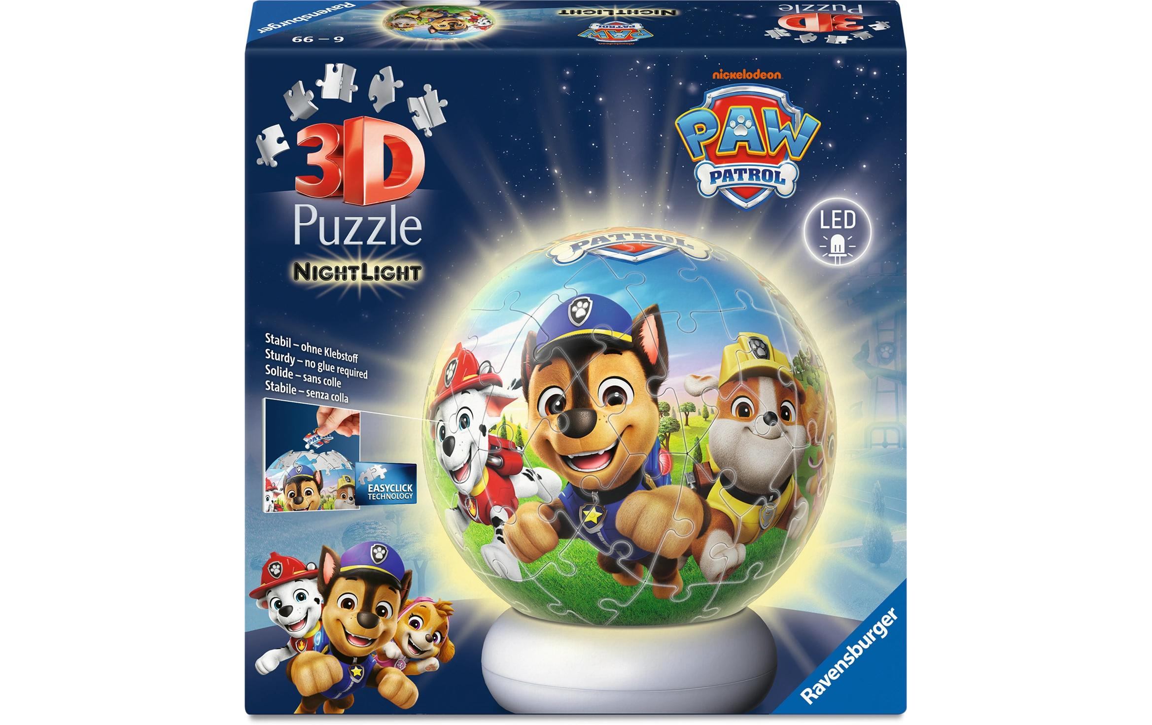 Ravensburger 3D Puzzle-Nachtlicht-Ball Paw Patrol 72 Teile