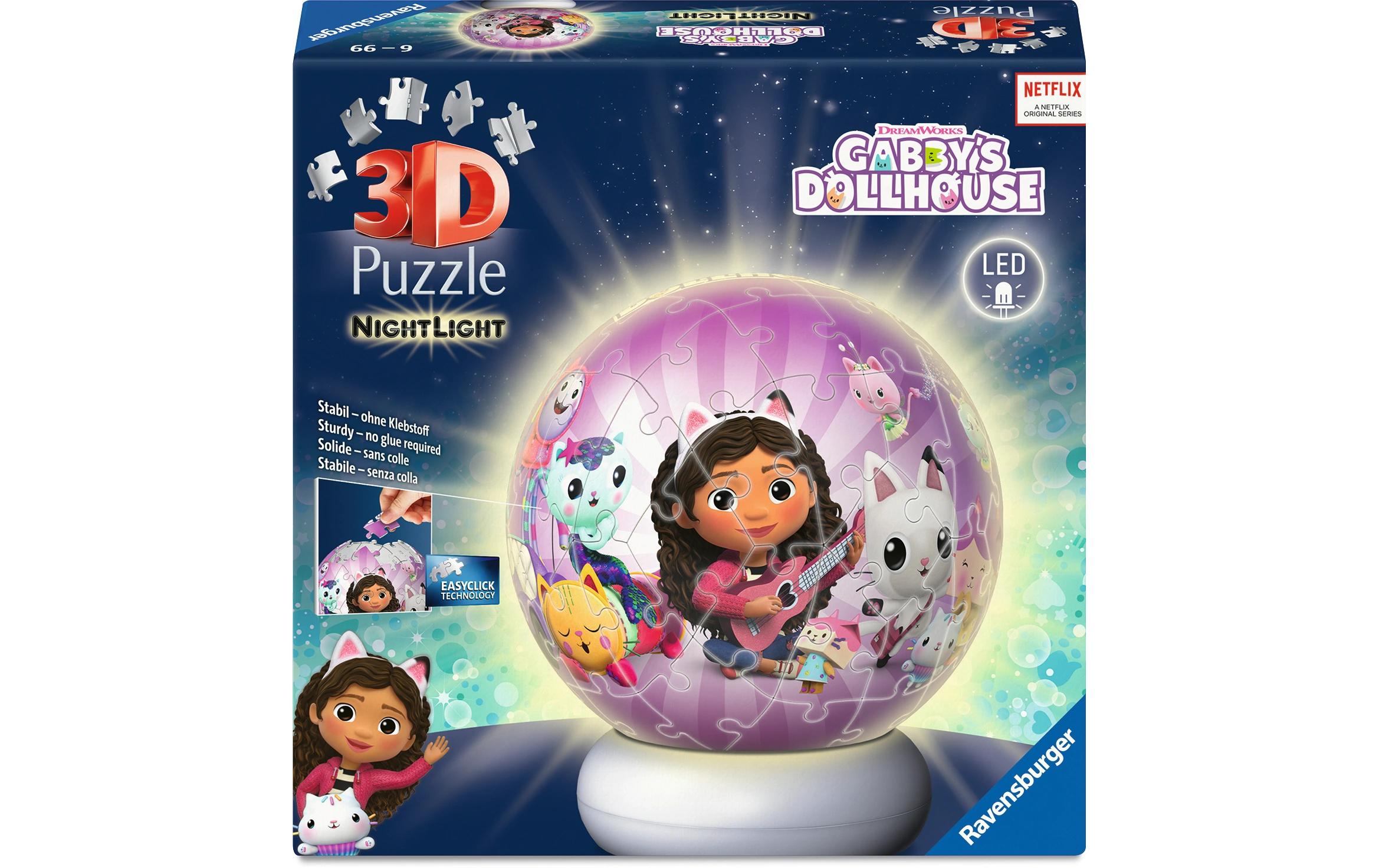 Ravensburger 3D Puzzle-Ball Nachtlicht Gabby's Dollhouse 72 Teile