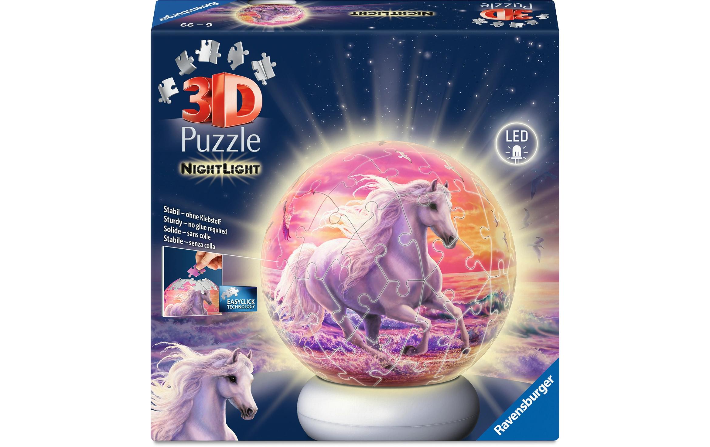 Ravensburger 3D Puzzle-Ball Nachtlicht Pferde am Strand 72 Teile