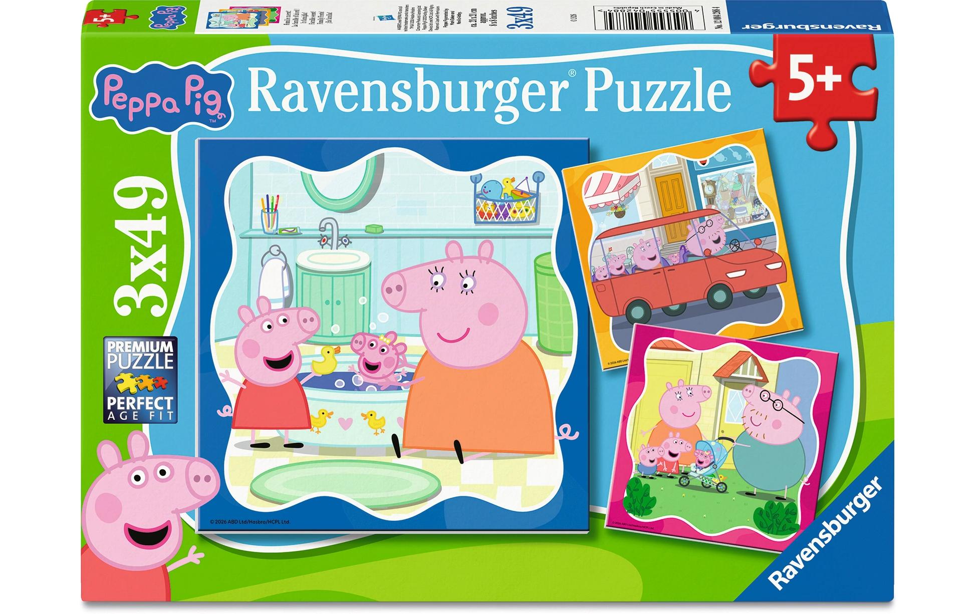 Ravensburger Kinderpuzzle Peppa Pig 3 x 49 Teile 21 x 21 cm ab 5 Jahren