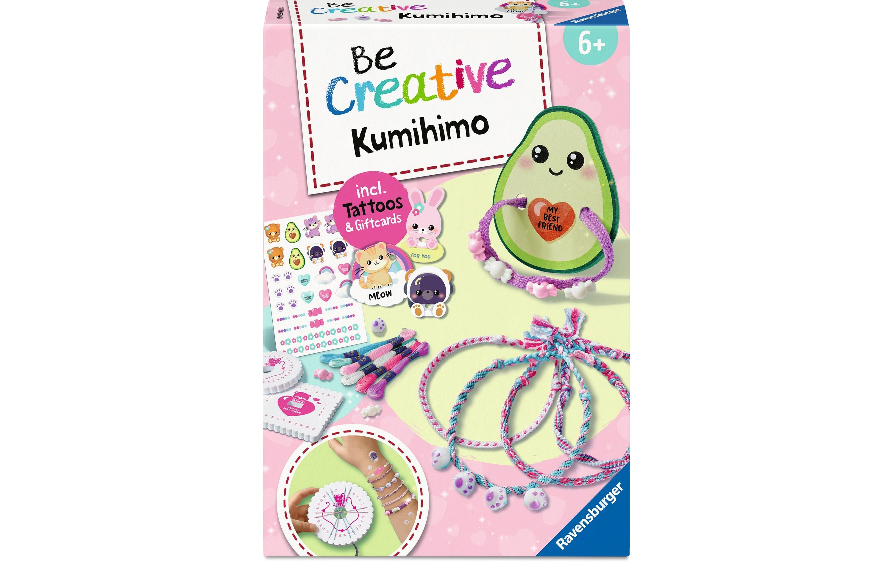 Ravensburger Kumihimo Bastelset Kawaii Freundschaftsbändchen und Tattoos