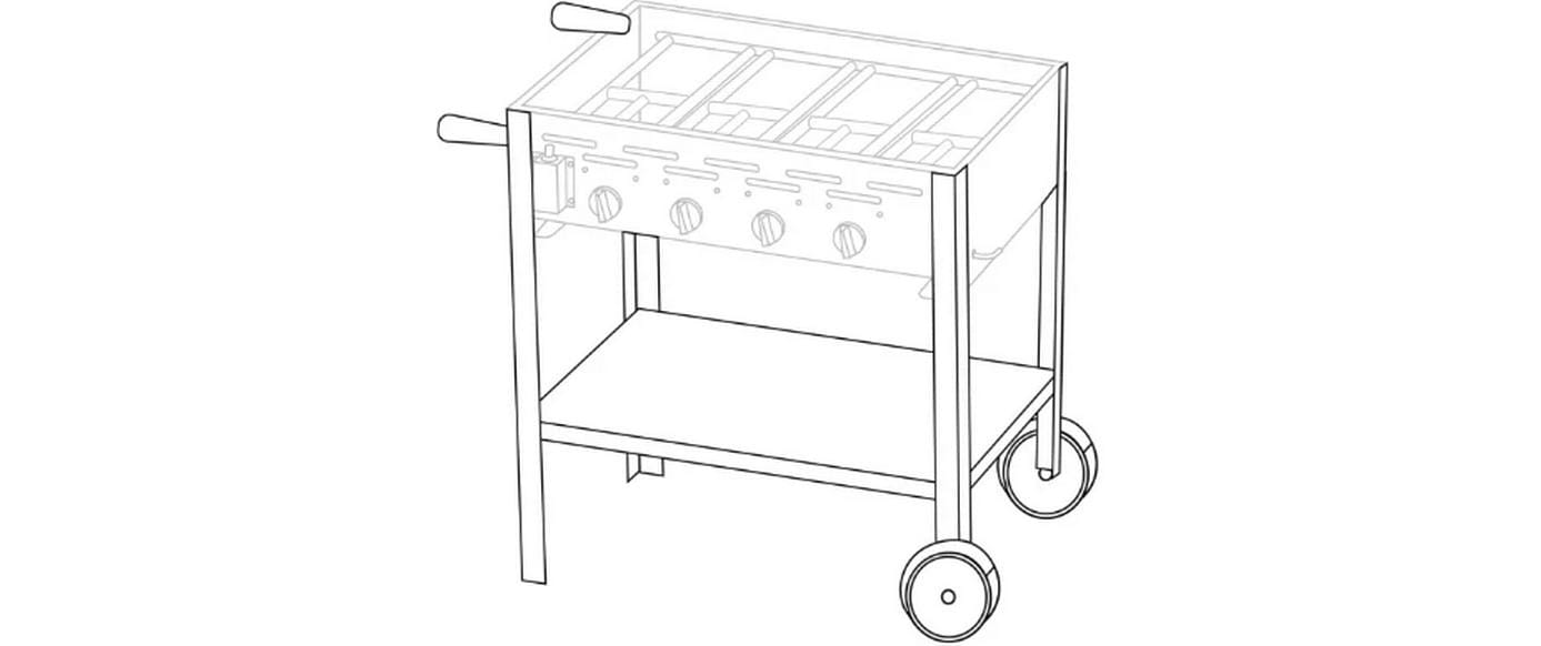 PROFI 4 Untergestell Edelstahl fahrbar Silber flexibel Grills & Feuerstellen Blaser + Trösch