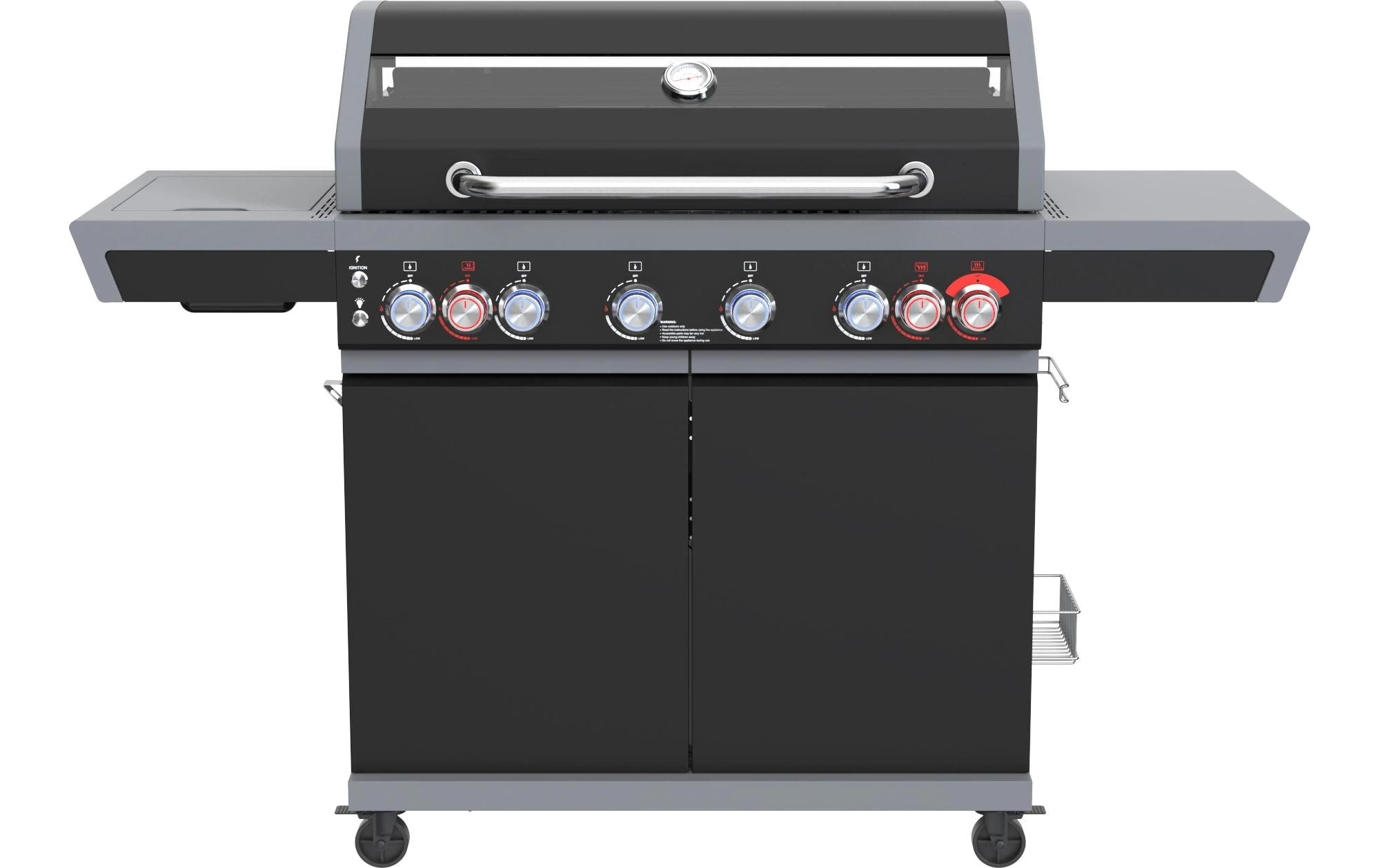 GASGRILL 7 Brenner Metall Schwarz 93x44 cm Grills & Feuerstellen OHMEX