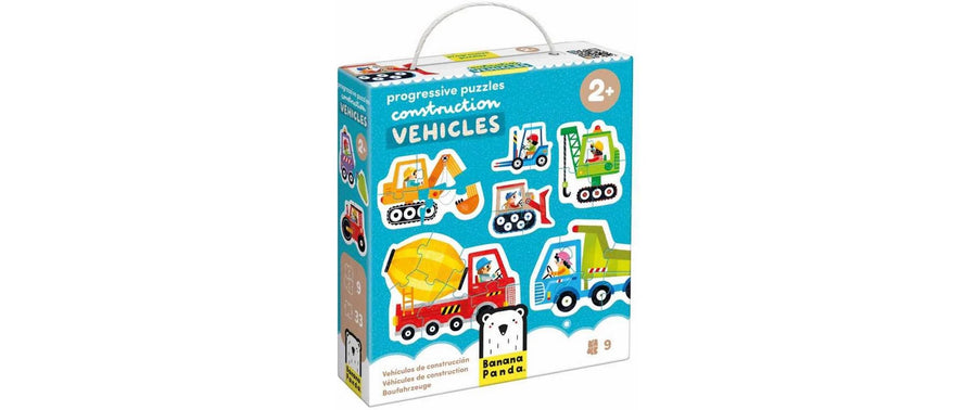 Banana Panda Puzzle Progressive Baustellenfahrzeuge Pappe 9 Teile