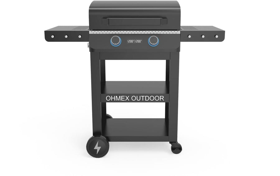 Elektrischer Grill 2 Brenner Silber mit LED-Beleuchtung Grills & Feuerstellen OHMEX