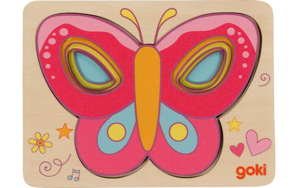 Goki Schichtenpuzzle Schmetterling 15 x 11 x 1.7 cm