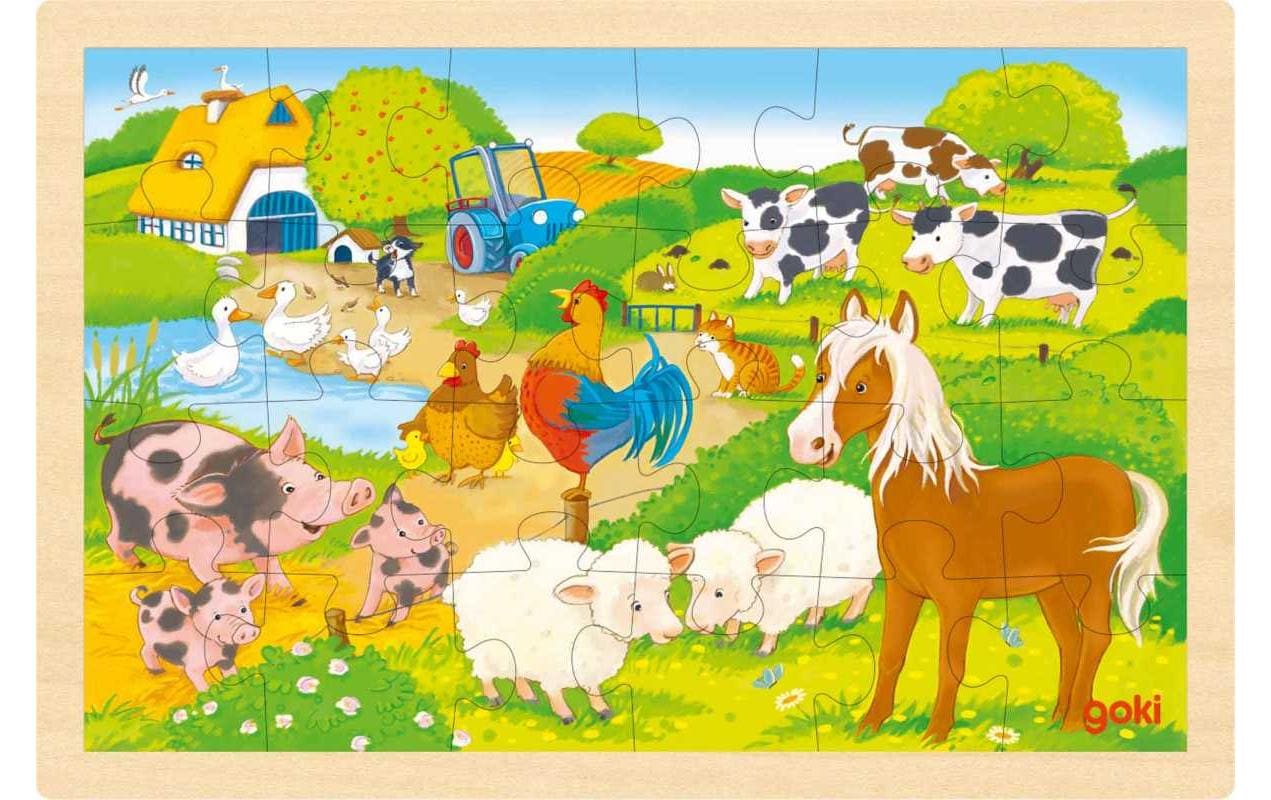 Goki Einlegepuzzle Bauernhof/Zoo 30 x 20 cm