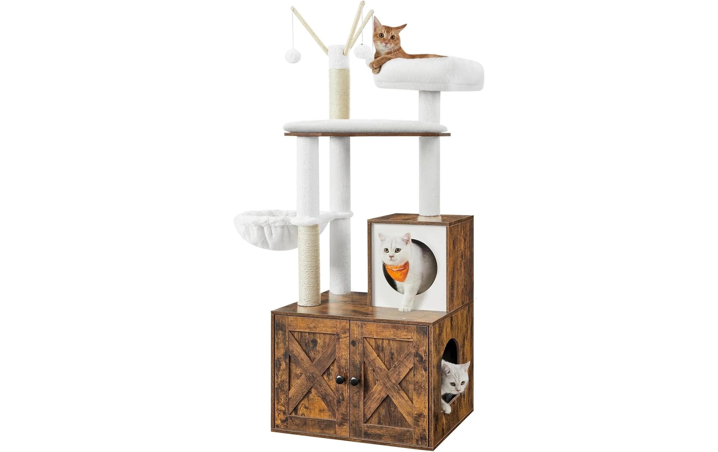 Feandrea Kratzbaum mit Schrank, 58x50x150cm
