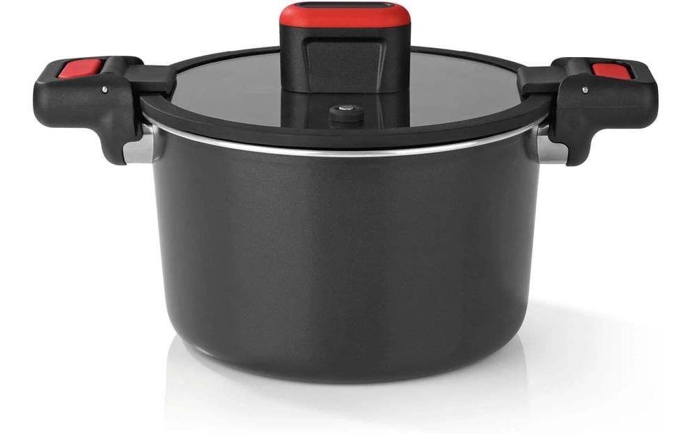 GOURMETmaxx Energiespartopf Aluminium 5,8 L schwarz/rot