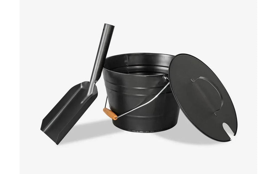 ELDUR Ascheeimer Metall mit Schaufel 22 cm für Kamin und Grill Grills & Feuerstellen BBQ Dragon