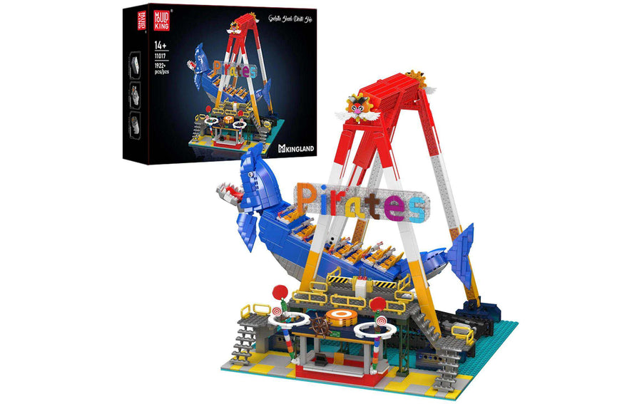 Mould King Shark Ship Ride Fahrgeschäft Elektroantrieb Blau