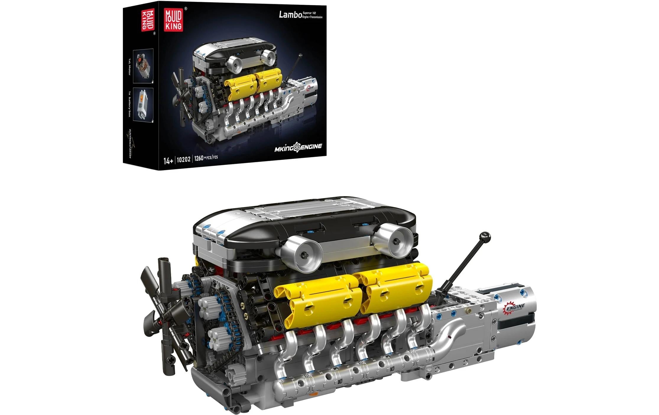Mould King Lambo V12 Motor Modell elektrisch