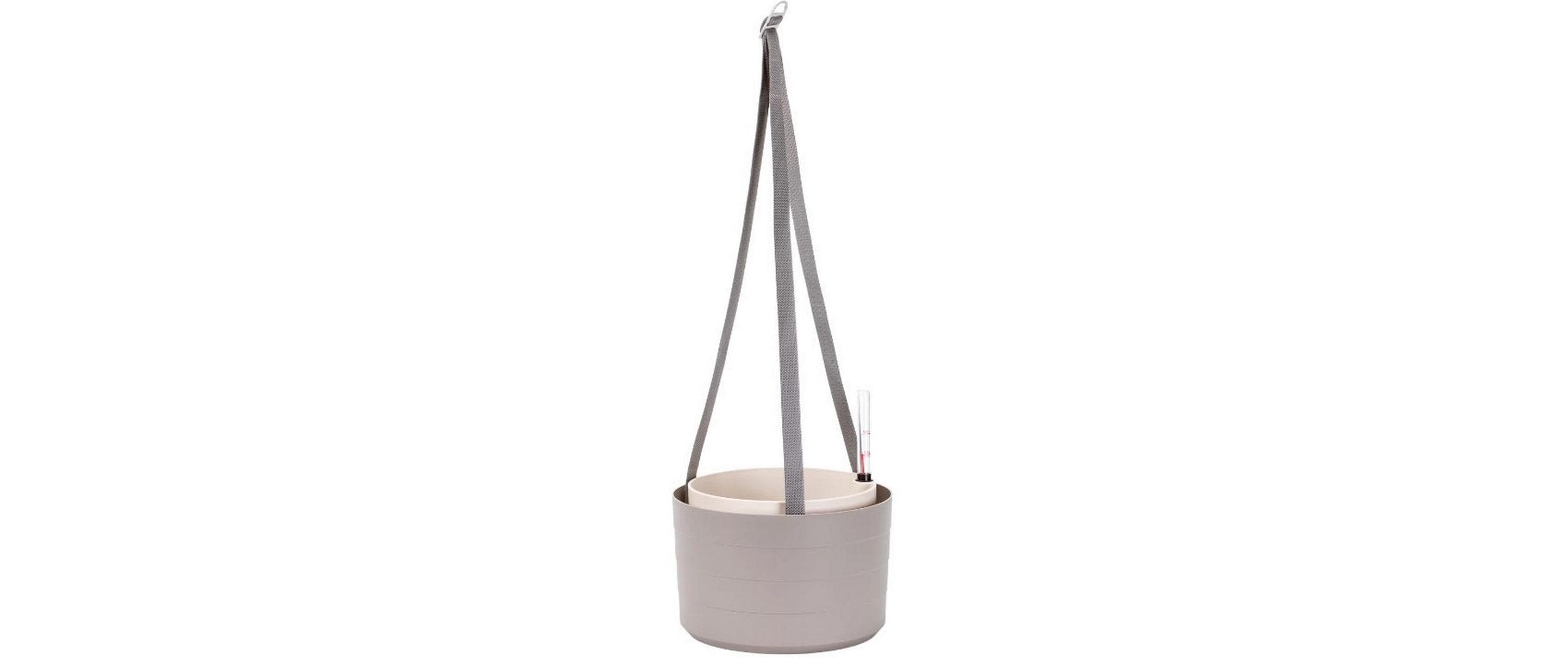 Bewässerungshängeampel Berberis 26 cm drei Bänder  Farbe taupe + elfenbein