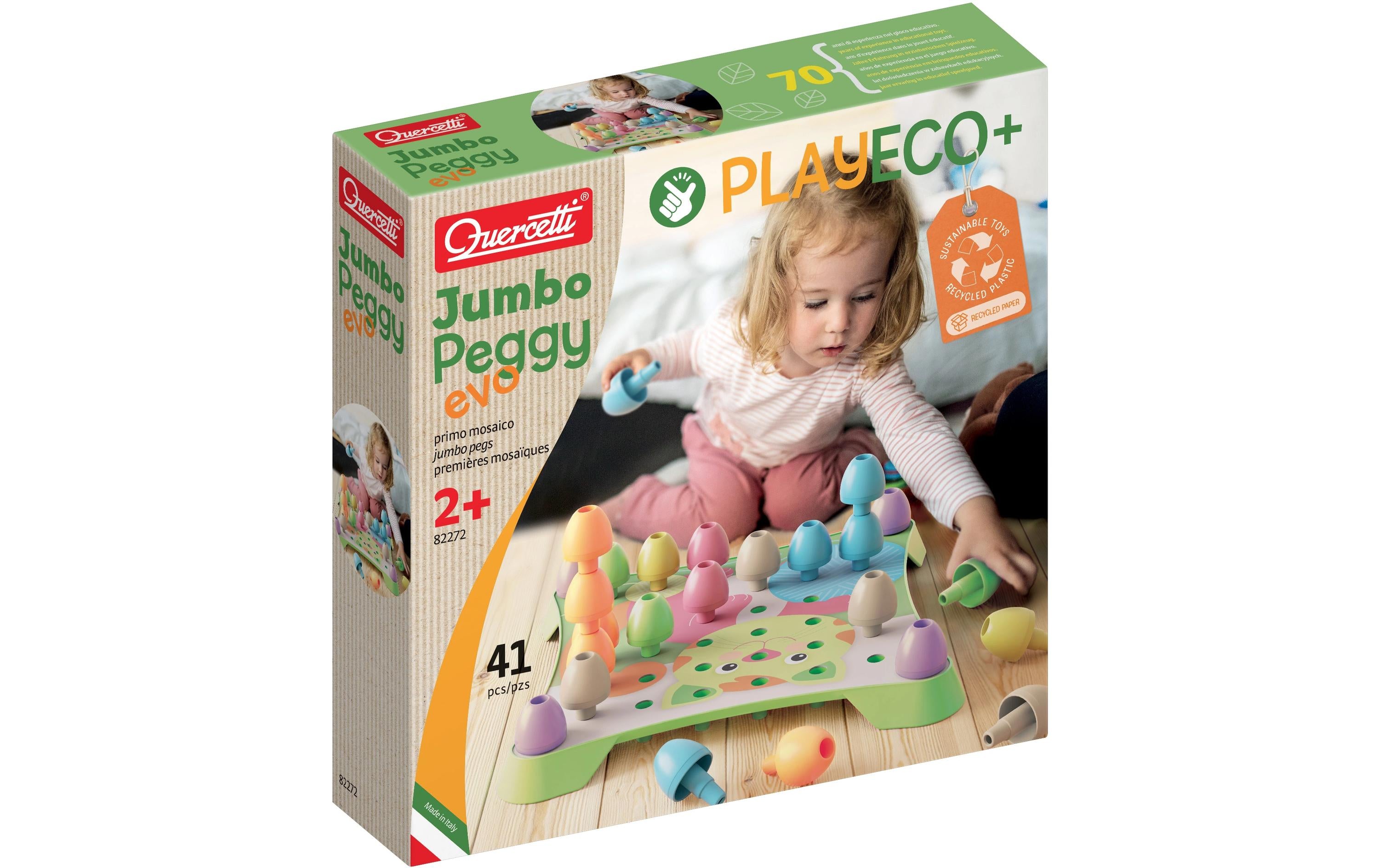 Quercetti Mosaik-Steckspiel PlayEco+ Jumbo Peggy (41 Teile)