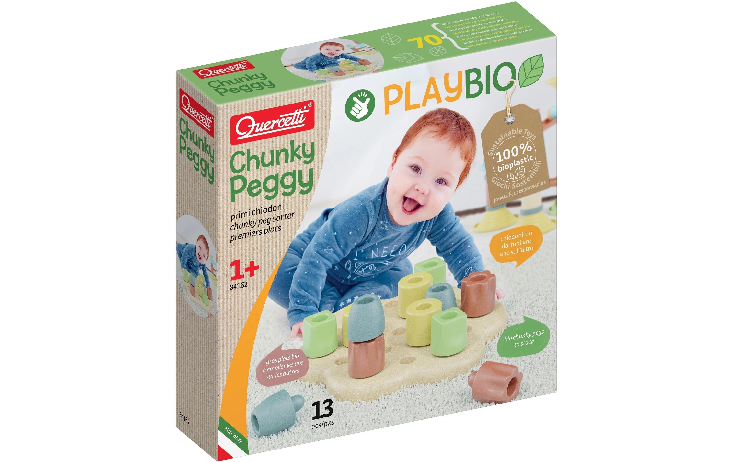 Quercetti Mosaik-Steckspiel PlayBio Chunky Peggy (13 Teile)