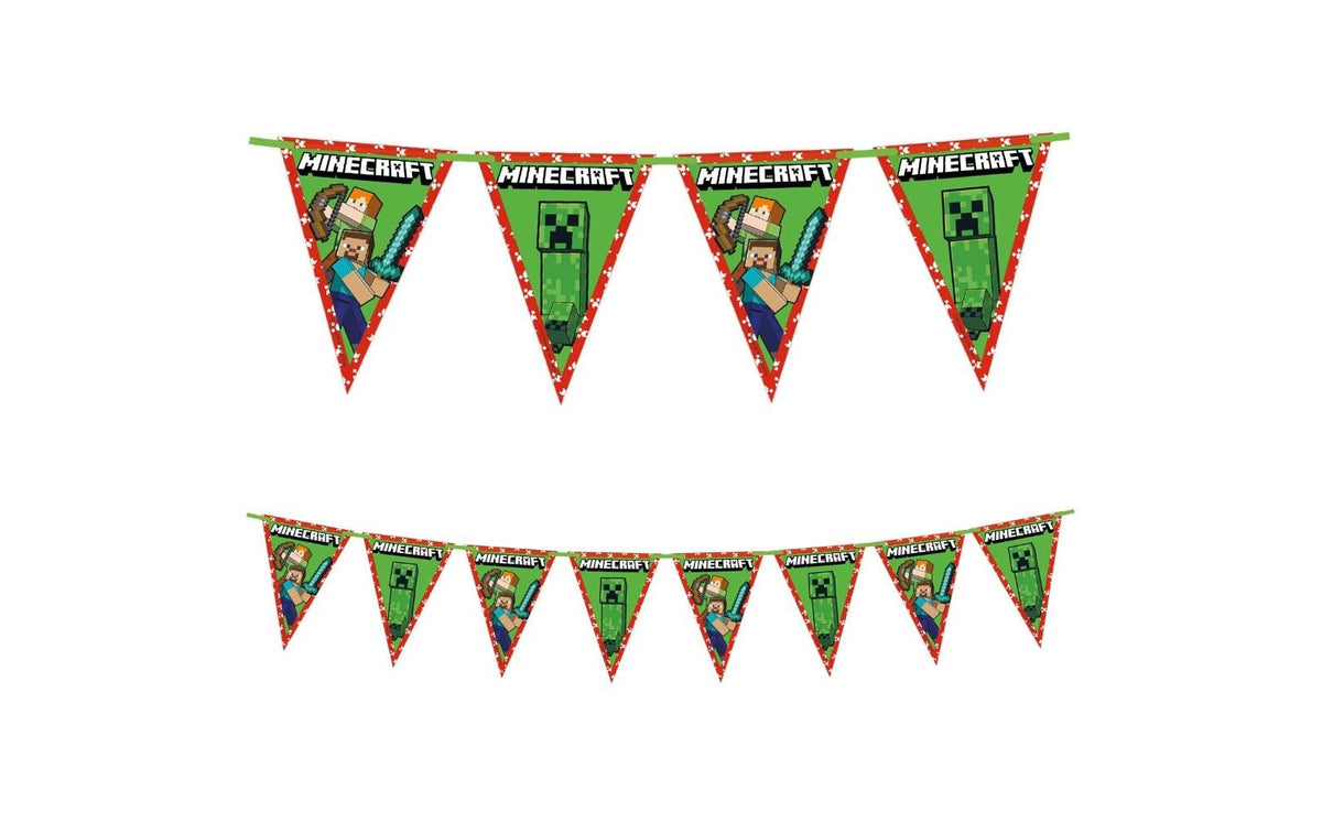 We fiesta Party Girlande Flaggen Minecraft 2.3 m, Grün
