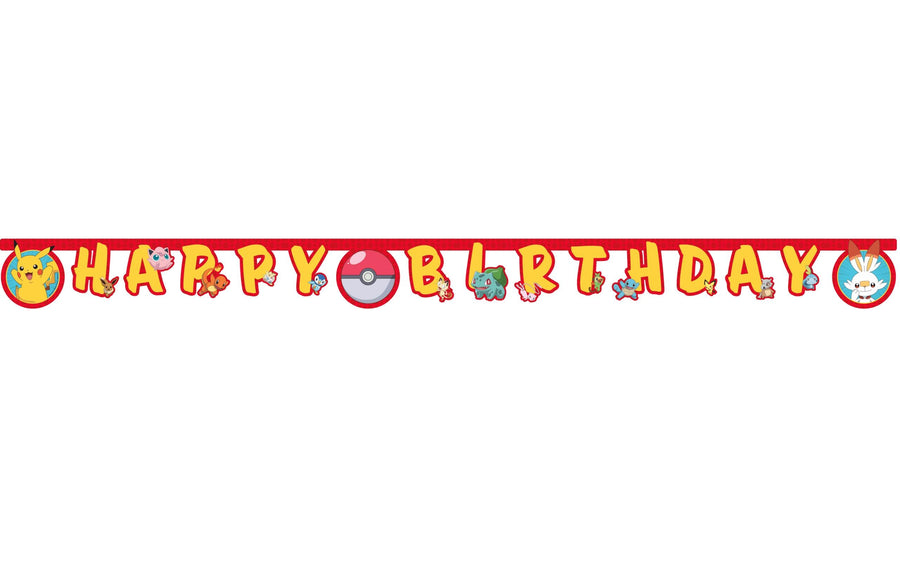We fiesta Party Girlande Happy Birthday Pokémon 2 m, Mehrfarbig
