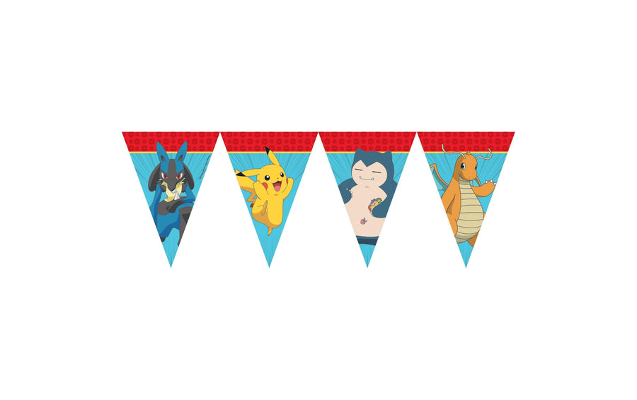 We fiesta Party Girlande Flaggen Pokémon 2.3 m, Mehrfarbig