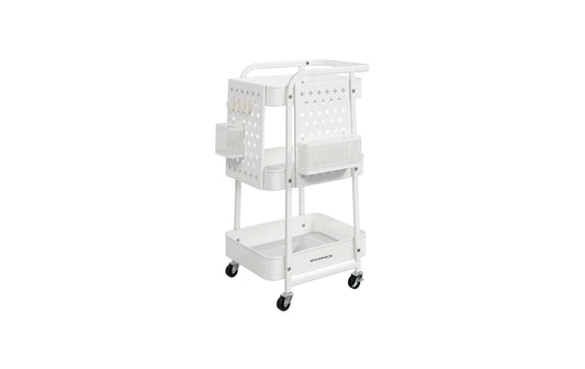 Songmics Wohnregal Wagen mit 3 Ablagen und Rollen, Weiss