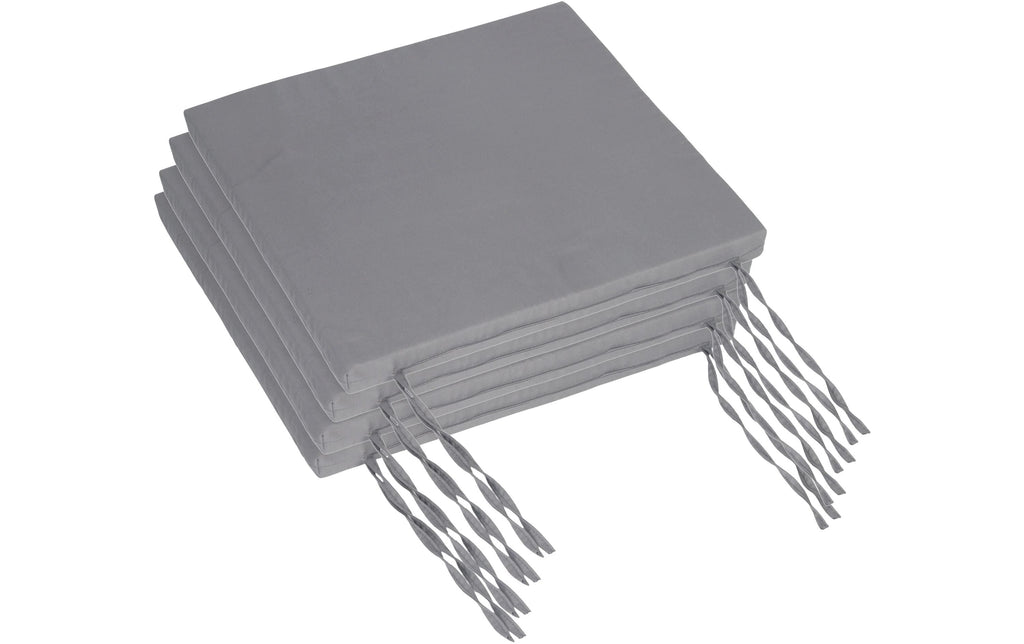 relaxdays Stuhlkissen flach 4er Set, 3 x 40 x 40 cm, Hellgrau