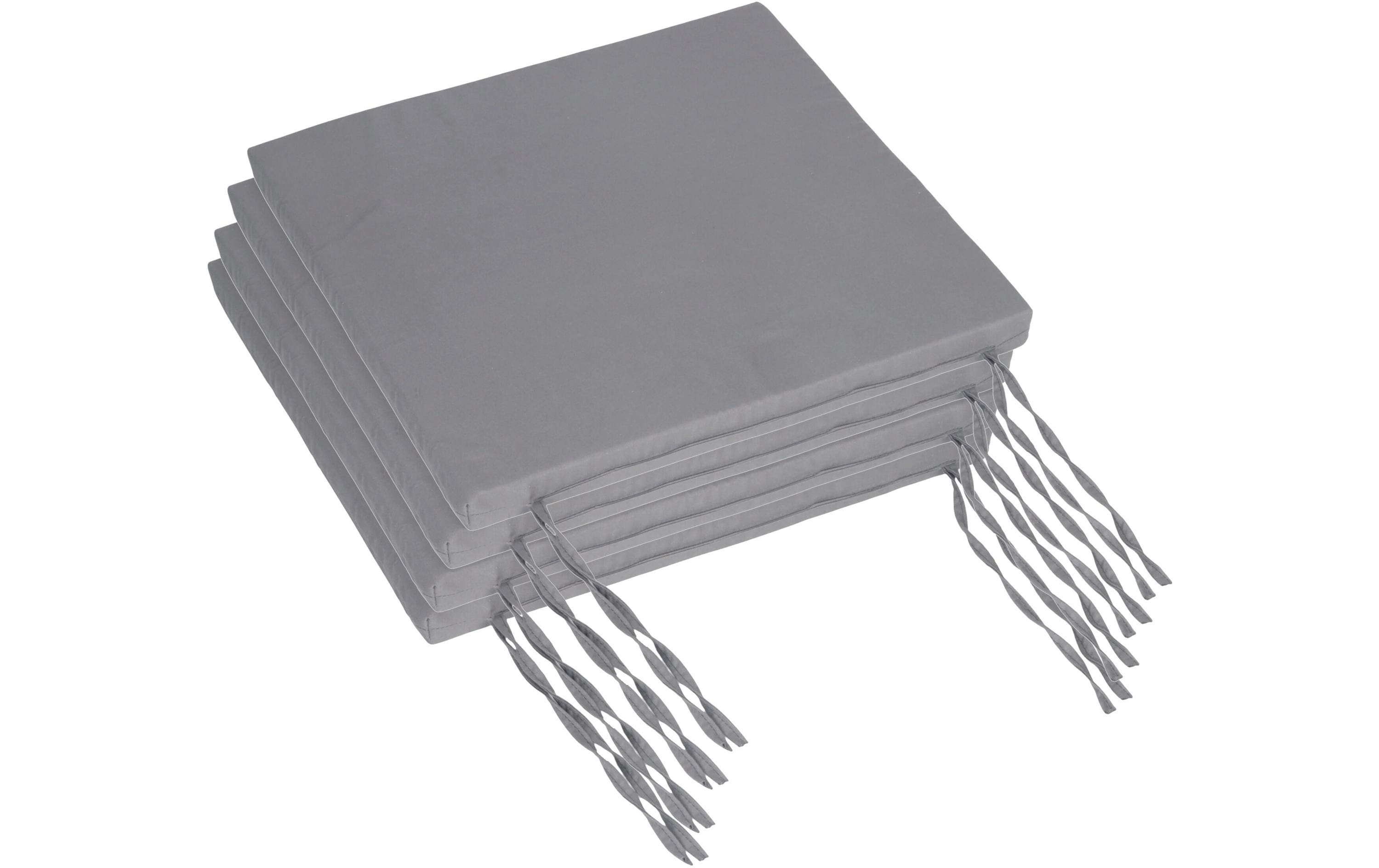 relaxdays Stuhlkissen flach 4er Set, 3 x 40 x 40 cm, Hellgrau