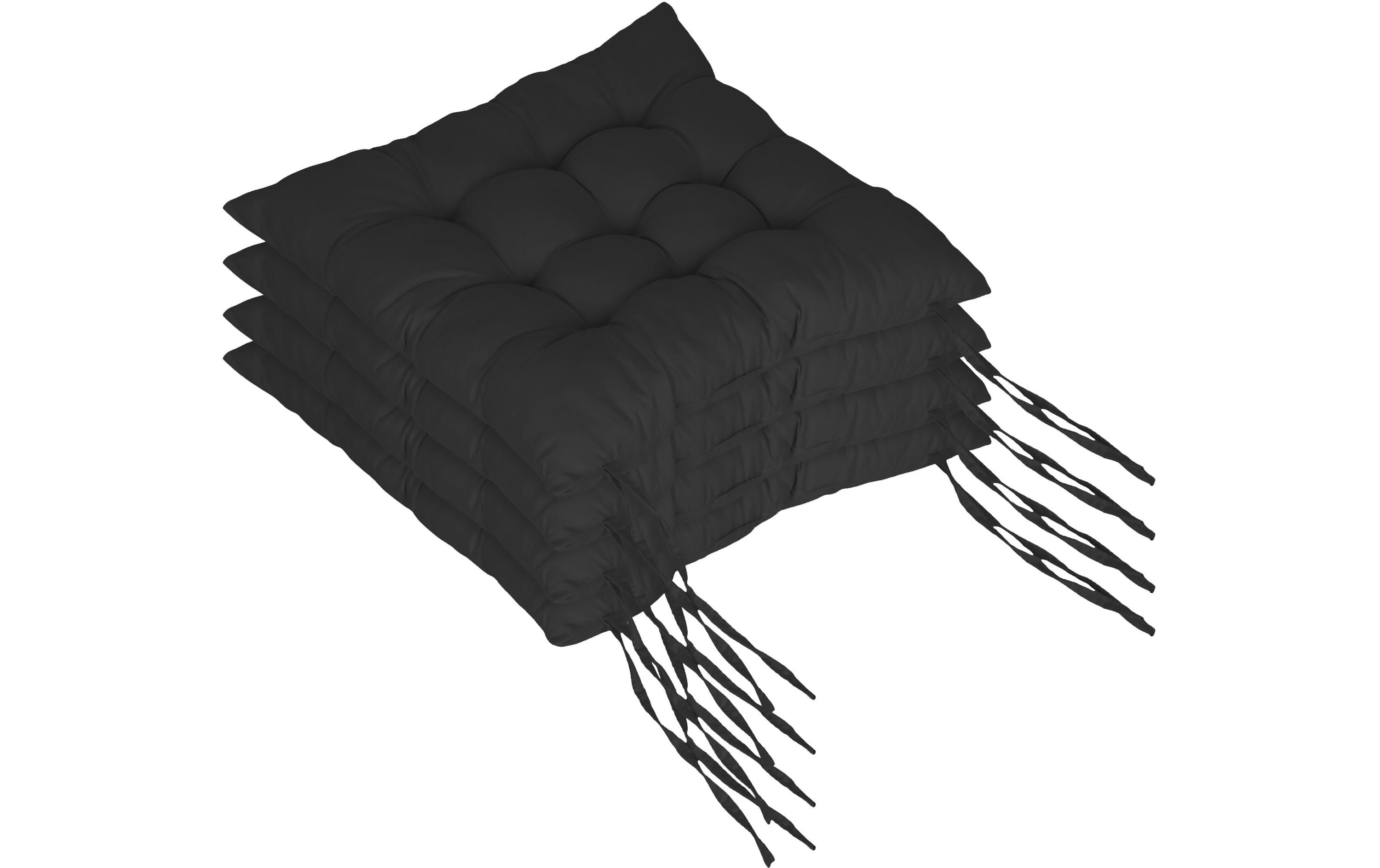 relaxdays Stuhlkissen gesteppt 4er Set, 5 x 40 x 40 cm, Schwarz