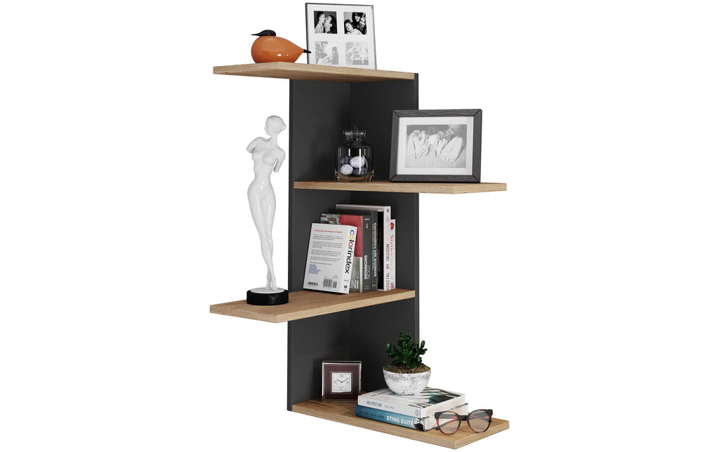 Wohnregal Balos 77x45 cm Schwarz / Honig-Eiche von VCM