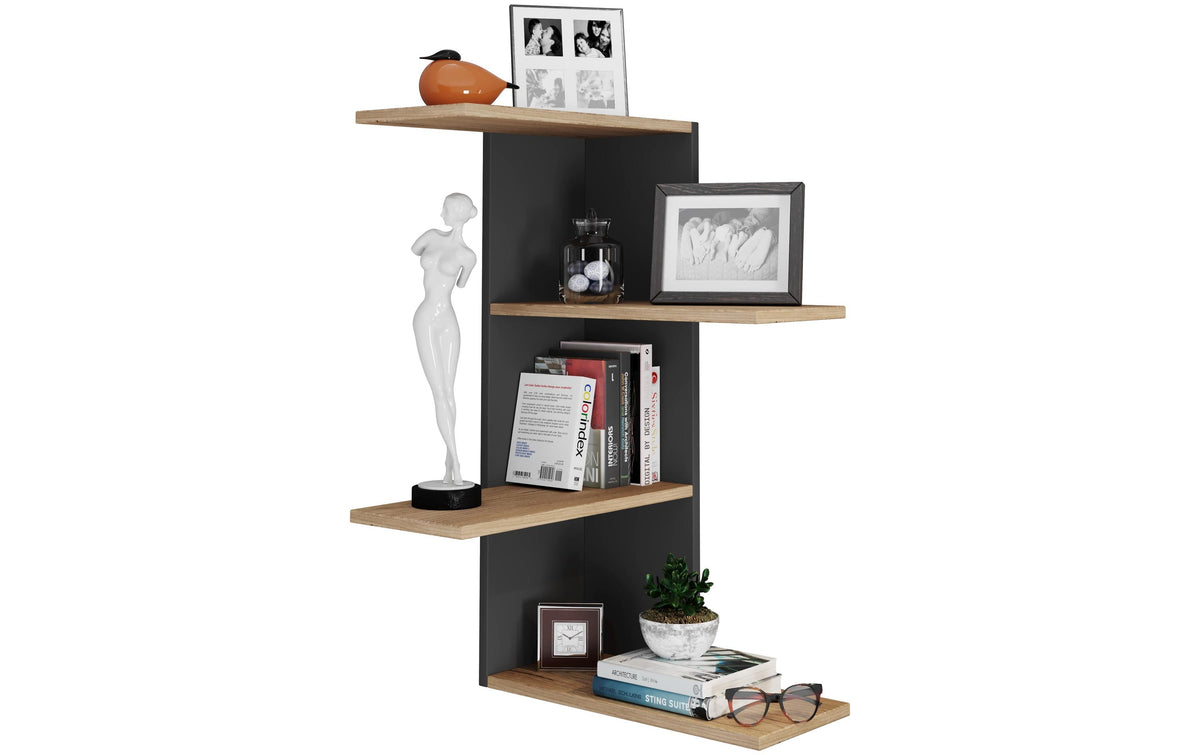 Wohnregal Balos 77x45 cm Schwarz / Honig-Eiche von VCM