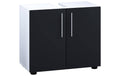 VCM Badzimmer Unterschrank Flandu II Weiss/Schwarz 60 x 51 cm Mitteldichte Holzfaserplatte (MDF), Grundmaterial: Holz