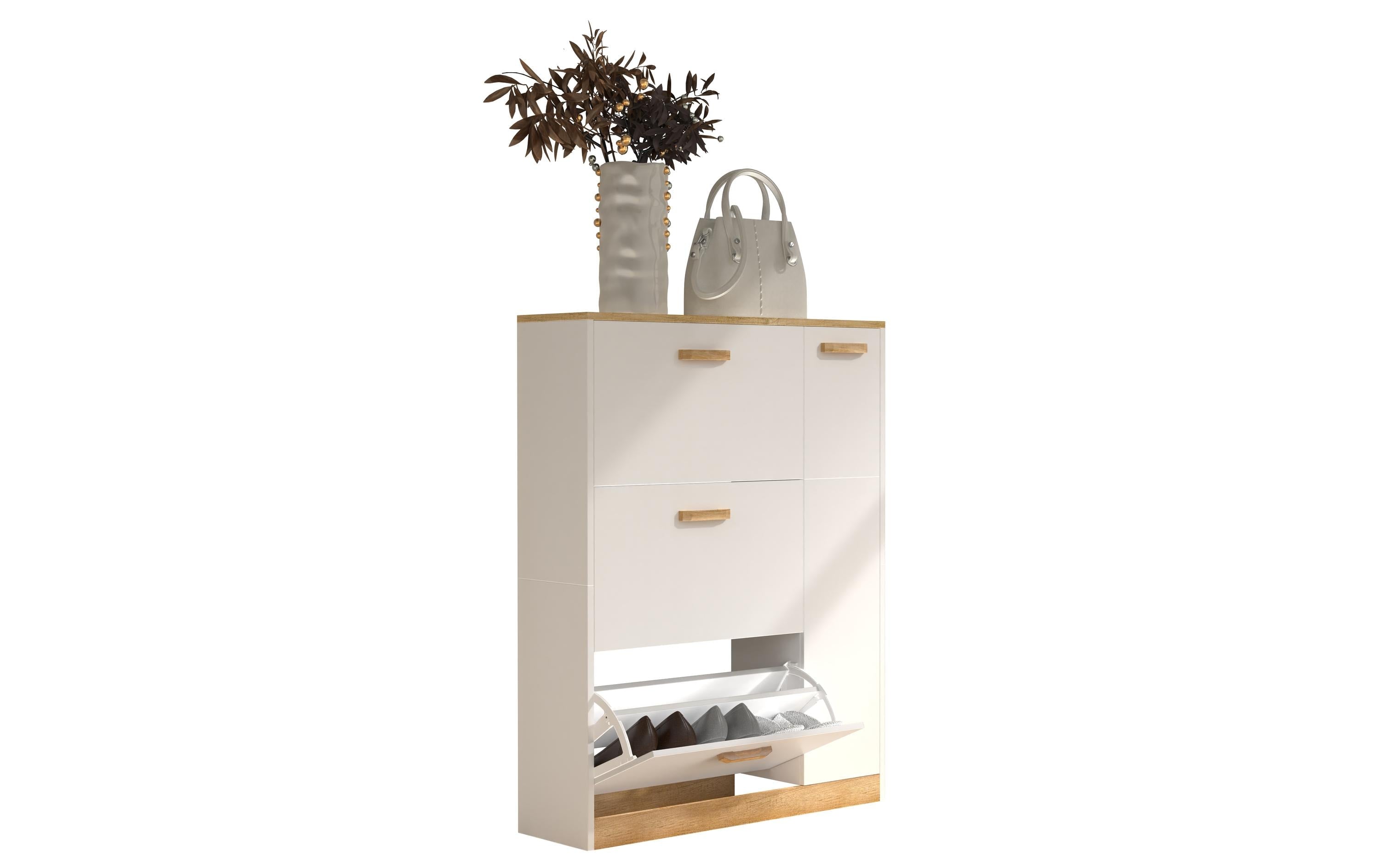 VCM Schuhschrank Halom L Weiss/Eiche